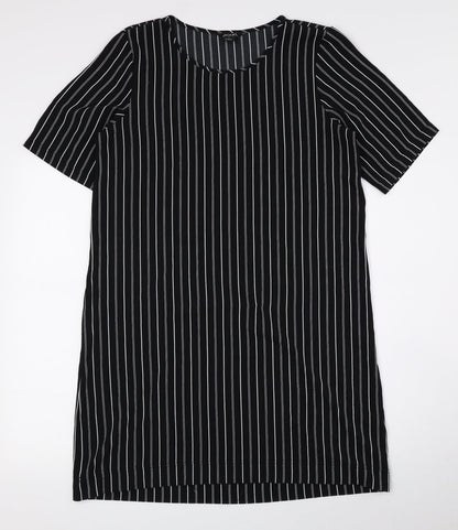 Monki Womens Black Striped Polyester T-Shirt Dress Size S Round Neck Pullover