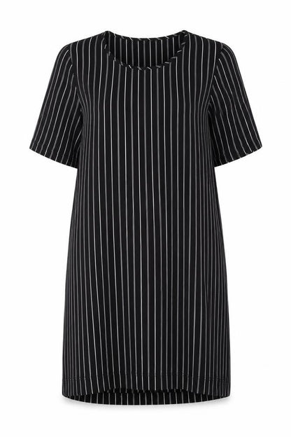 Monki Womens Black Striped Polyester T-Shirt Dress Size S Round Neck Pullover