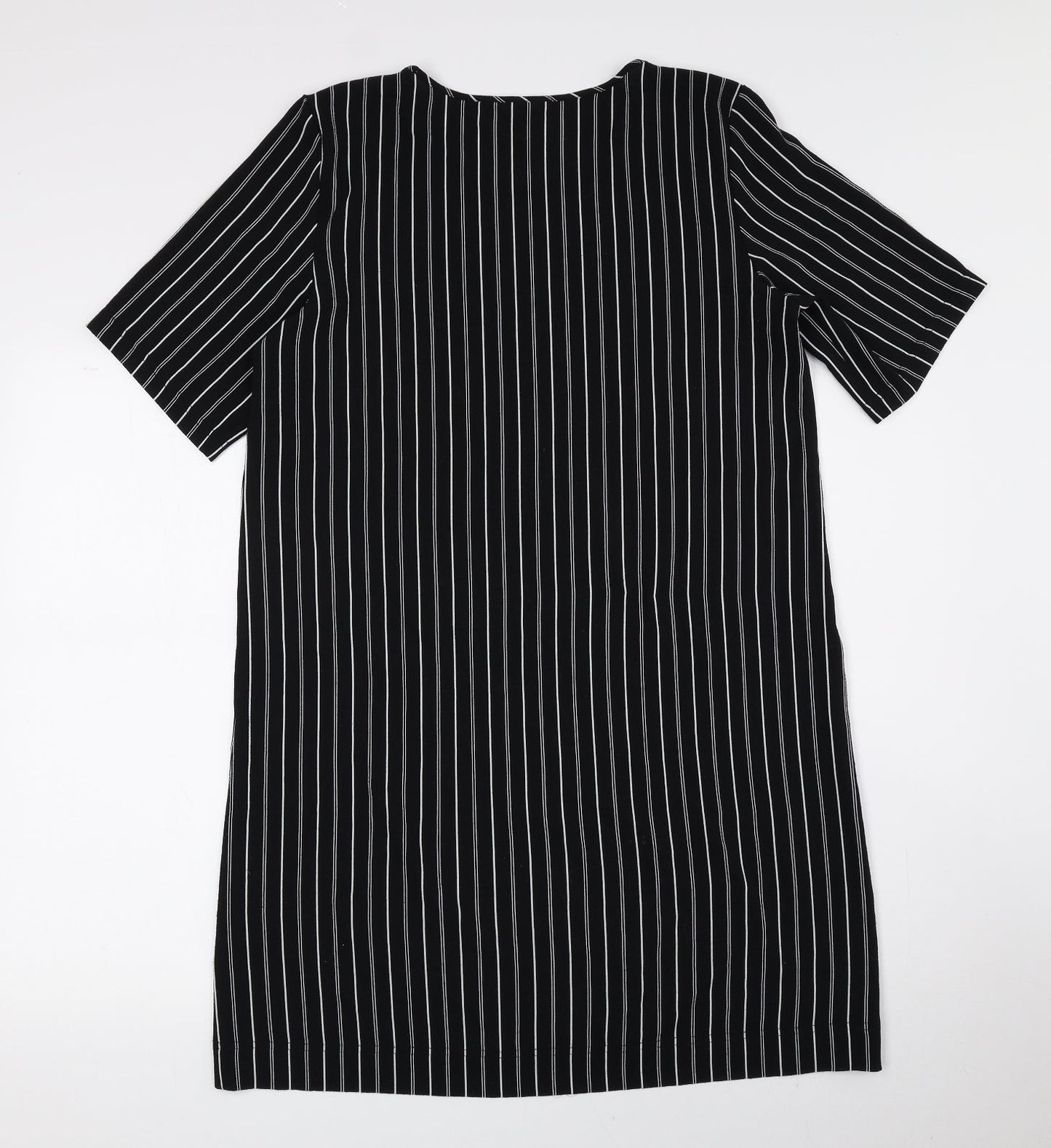 Monki Womens Black Striped Polyester T-Shirt Dress Size S Round Neck Pullover