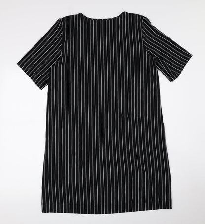 Monki Womens Black Striped Polyester T-Shirt Dress Size S Round Neck Pullover