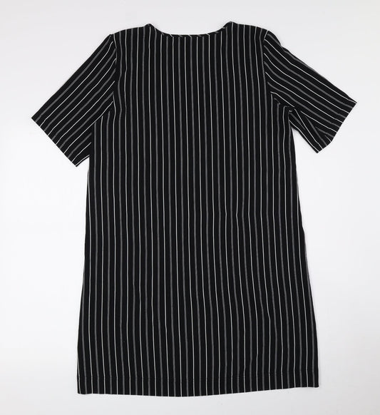 Monki Womens Black Striped Polyester T-Shirt Dress Size S Round Neck Pullover