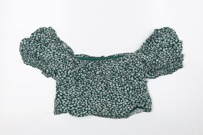 Womens UK Size 16 Divided by H&M Green Cropped Blouse