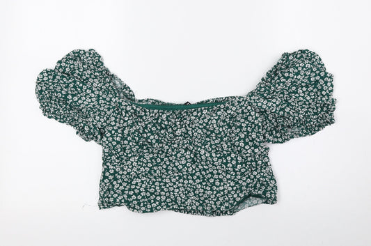 Womens UK Size 16 Divided by H&M Green Cropped Blouse