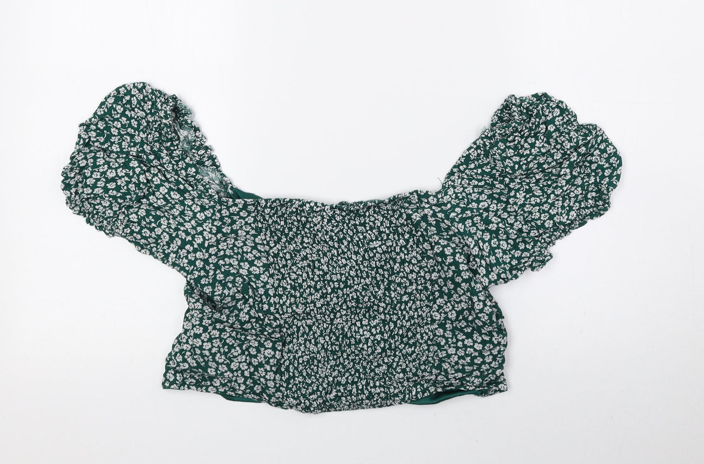 Womens UK Size 16 Divided by H&M Green Cropped Blouse