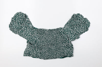 Womens UK Size 16 Divided by H&M Green Cropped Blouse