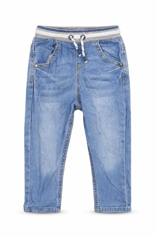 F&F Boys Blue Cotton Jogger Jeans Size 12-18 Months Drawstring