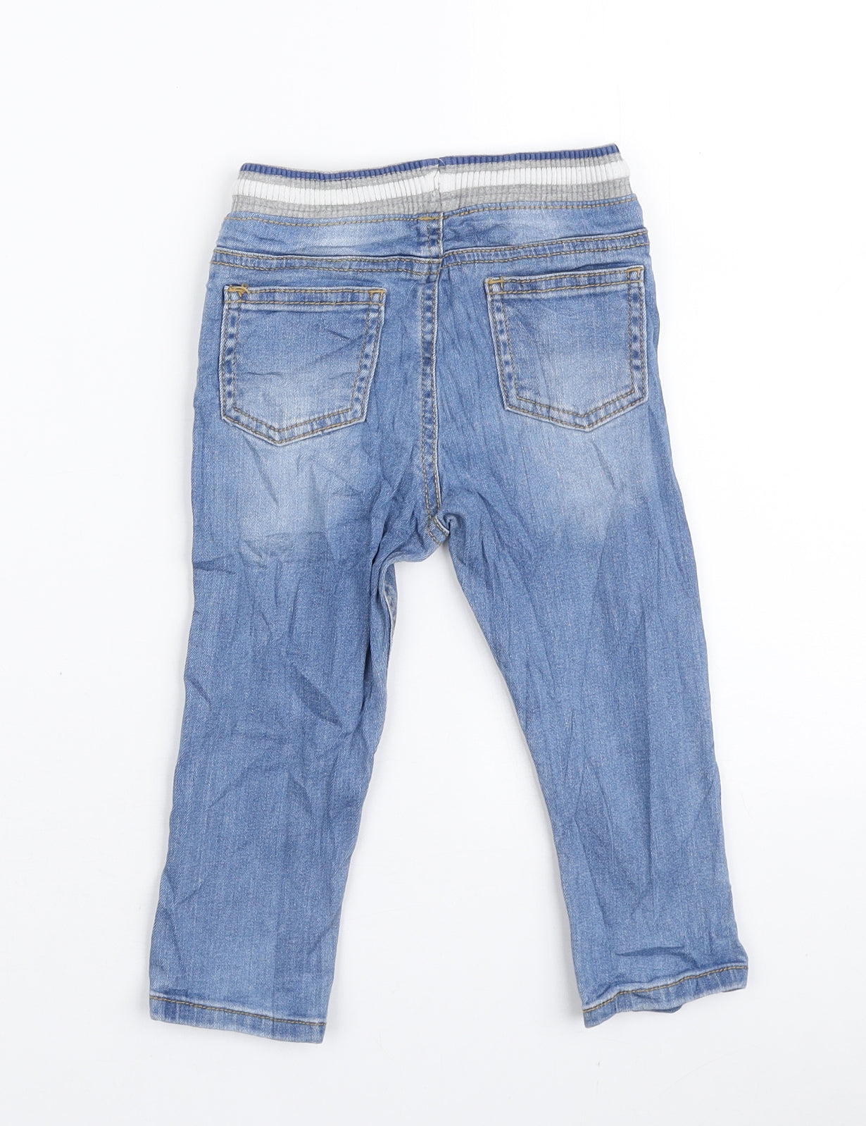 F&F Boys Blue Cotton Jogger Jeans Size 12-18 Months Drawstring