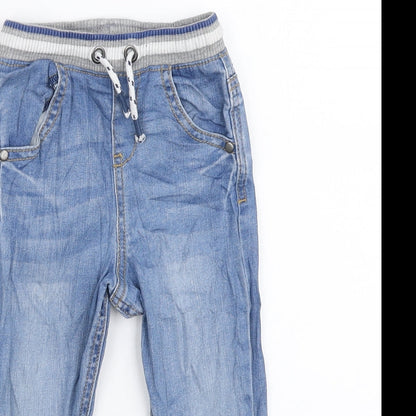 F&F Boys Blue Cotton Jogger Jeans Size 12-18 Months Drawstring