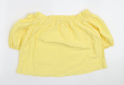 George Womens Yellow Polyester Basic Blouse Size 18 Off the Shoulder