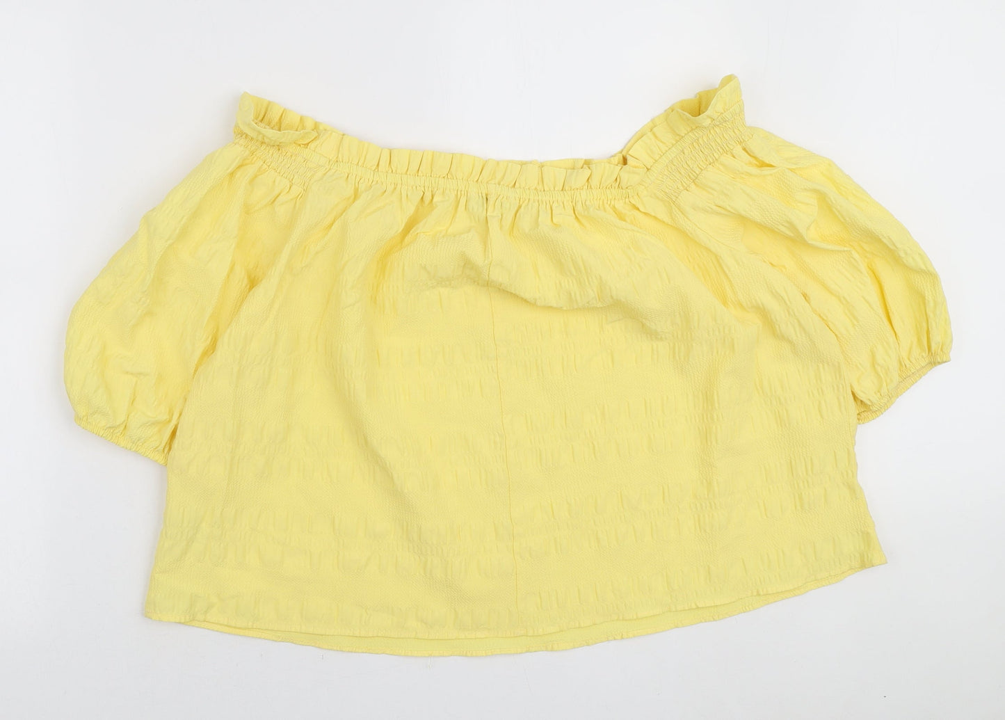 George Womens Yellow Polyester Basic Blouse Size 18 Off the Shoulder