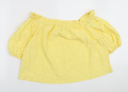 George Womens Yellow Polyester Basic Blouse Size 18 Off the Shoulder