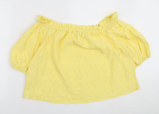 George Womens Yellow Polyester Basic Blouse Size 18 Off the Shoulder