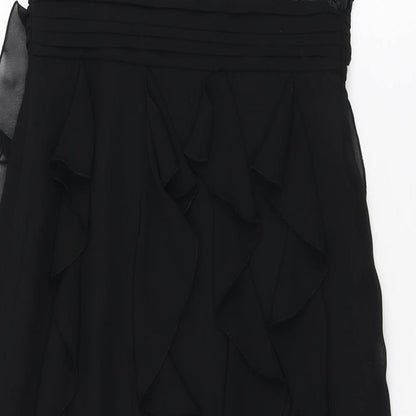 Debenhams Womens Black Polyester Slip Dress Size 8 Off the Shoulder Zip
