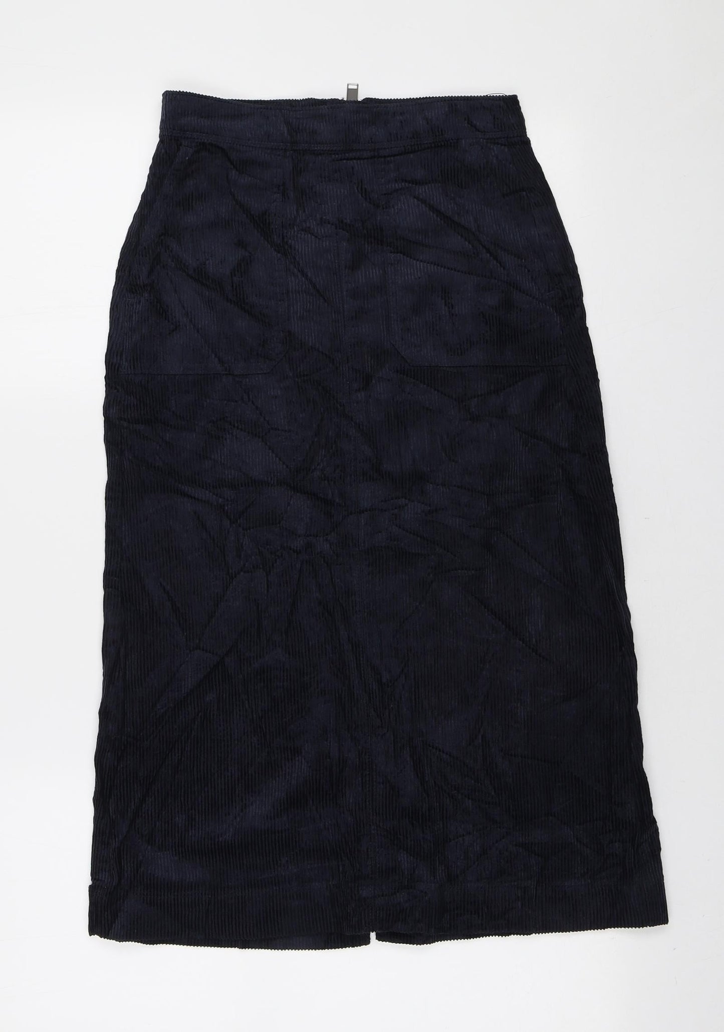 Marks and Spencer Womens Blue Cotton Straight & Pencil Skirt Size 6 Zip