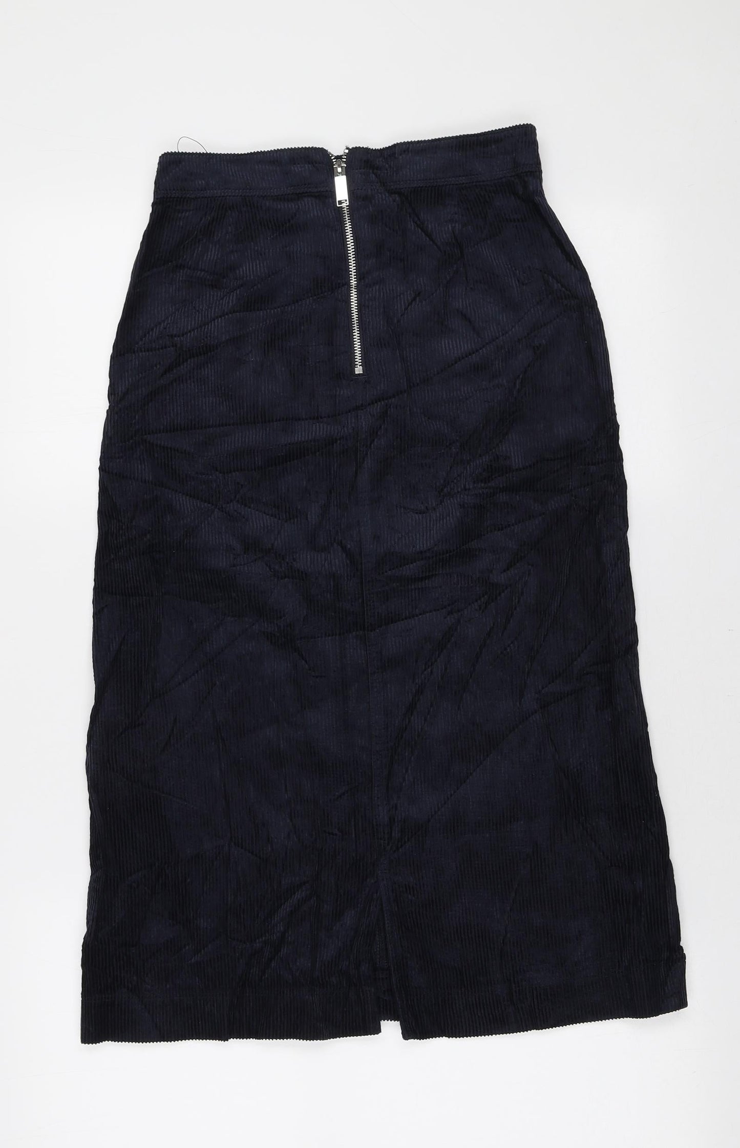 Marks and Spencer Womens Blue Cotton Straight & Pencil Skirt Size 6 Zip