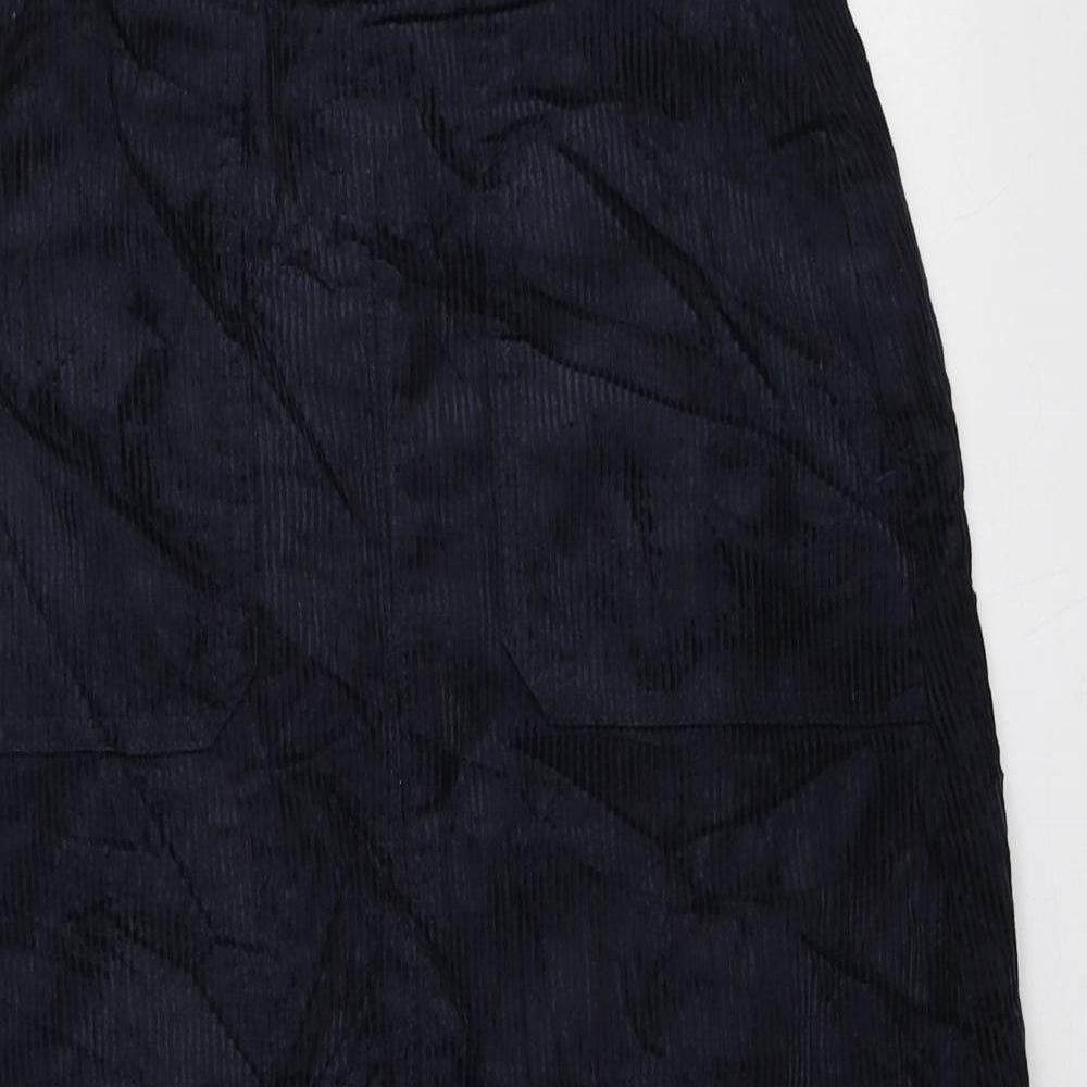 Marks and Spencer Womens Blue Cotton Straight & Pencil Skirt Size 6 Zip