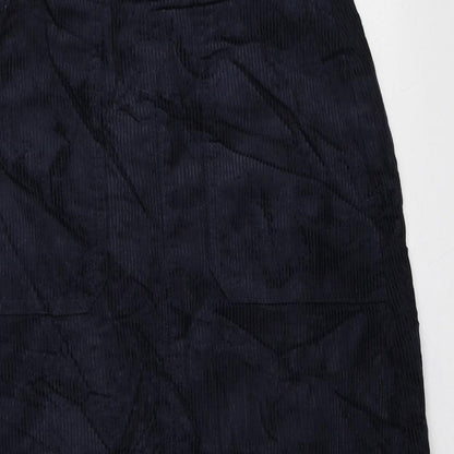 Marks and Spencer Womens Blue Cotton Straight & Pencil Skirt Size 6 Zip