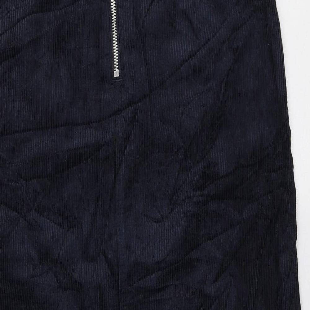 Marks and Spencer Womens Blue Cotton Straight & Pencil Skirt Size 6 Zip