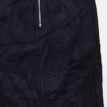 Marks and Spencer Womens Blue Cotton Straight & Pencil Skirt Size 6 Zip