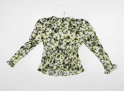 Marks and Spencer Womens Multicoloured Floral Viscose Basic Button-Up Size 6 Round Neck