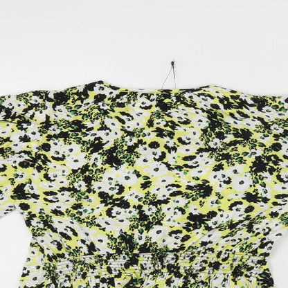 Marks and Spencer Womens Multicoloured Floral Viscose Basic Button-Up Size 6 Round Neck