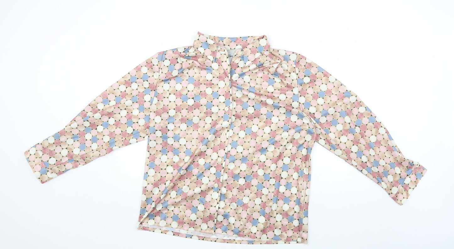 Finnkarelia Womens Multicoloured Geometric Polyester Basic Button-Up Size 8 Collared