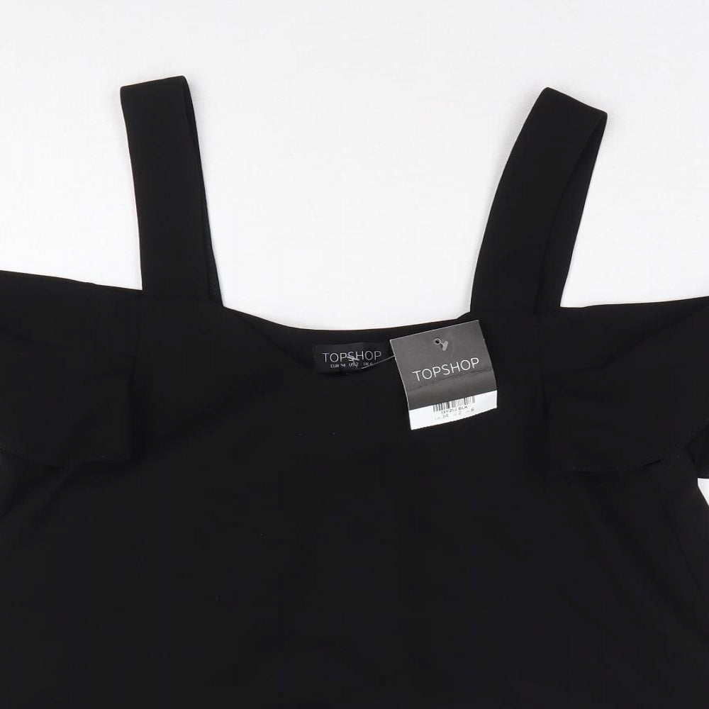 Womens UK Size 6 Topshop Black Basic Blouse
