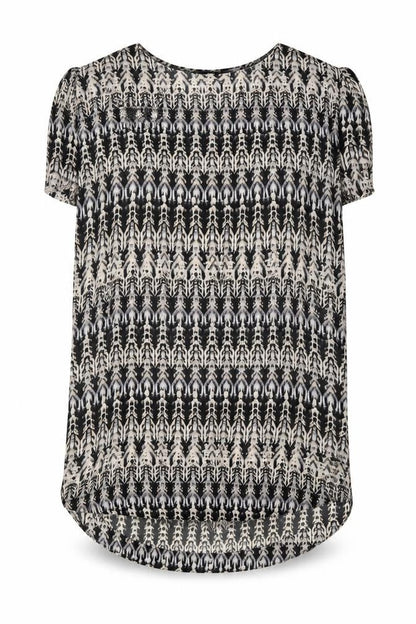 H&M Womens Black Geometric Polyester Shift Size 10 Scoop Neck Pullover