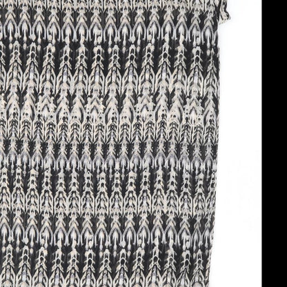 H&M Womens Black Geometric Polyester Shift Size 10 Scoop Neck Pullover