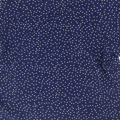 SheIn Womens Blue Polka Dot Polyester Basic T-Shirt Size L Round Neck - Angel Sleeve