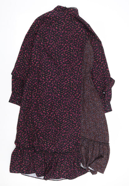 Juicy Judy Womens Purple Animal Print Polyester A-Line Size 4 Mock Neck Zip - Print Clash
