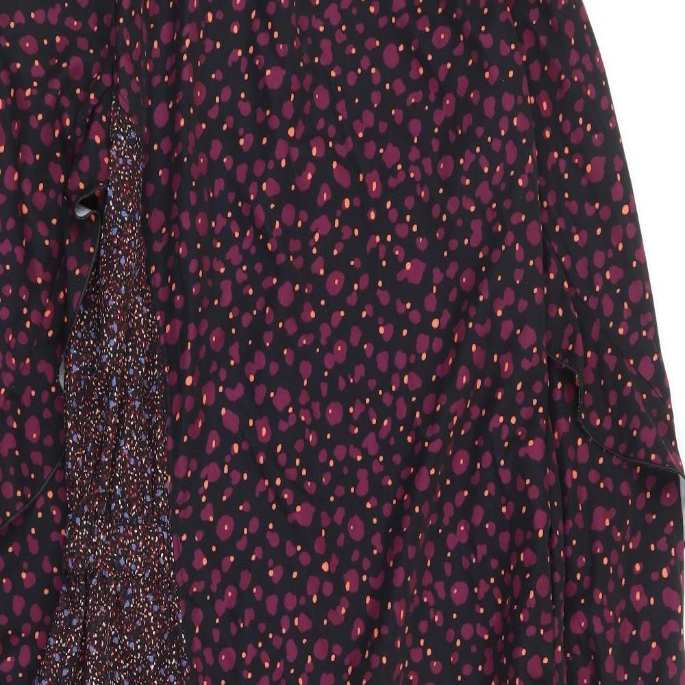 Juicy Judy Womens Purple Animal Print Polyester A-Line Size 4 Mock Neck Zip - Print Clash