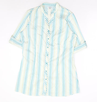 Womens UK Size 14 M&Co Blue Basic Button-Up