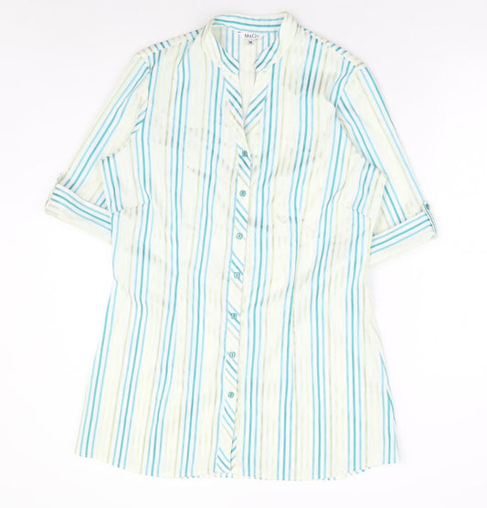 Womens UK Size 14 M&Co Blue Basic Button-Up