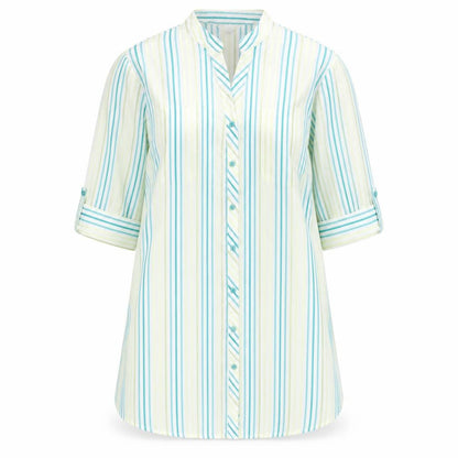 Womens UK Size 14 M&Co Blue Basic Button-Up