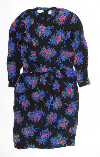 Liz Clairborne Womens Multicoloured Floral Rayon A-Line Size 6 Round Neck Zip