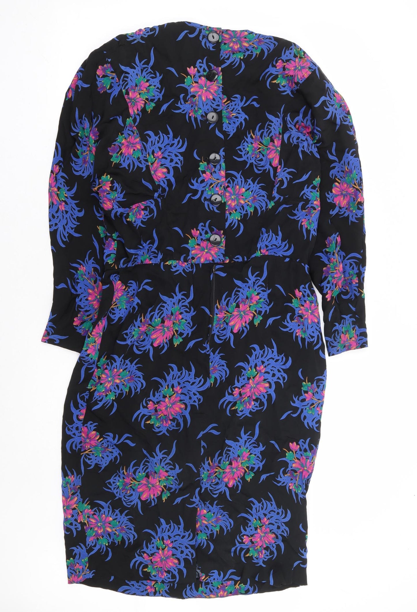 Liz Clairborne Womens Multicoloured Floral Rayon A-Line Size 6 Round Neck Zip