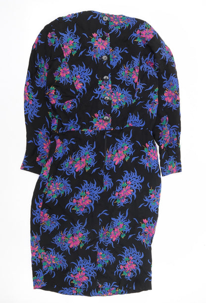 Liz Clairborne Womens Multicoloured Floral Rayon A-Line Size 6 Round Neck Zip