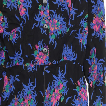 Liz Clairborne Womens Multicoloured Floral Rayon A-Line Size 6 Round Neck Zip