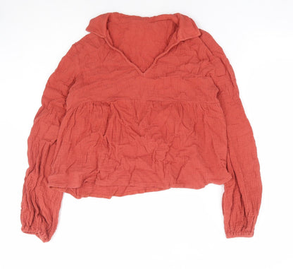 SheIn Womens Orange 100% Cotton Basic Blouse Size XS Collared