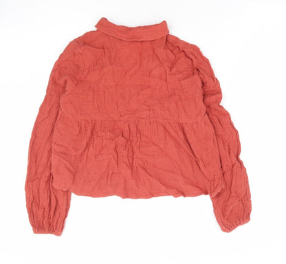 SheIn Womens Orange 100% Cotton Basic Blouse Size XS Collared