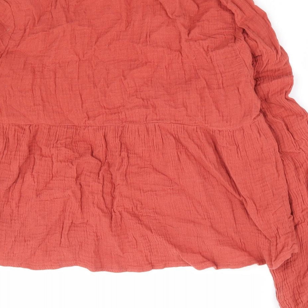 SheIn Womens Orange 100% Cotton Basic Blouse Size XS Collared