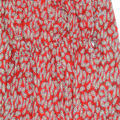 Sheilay Womens Red Floral Polyester Fit & Flare Size S Round Neck Tie