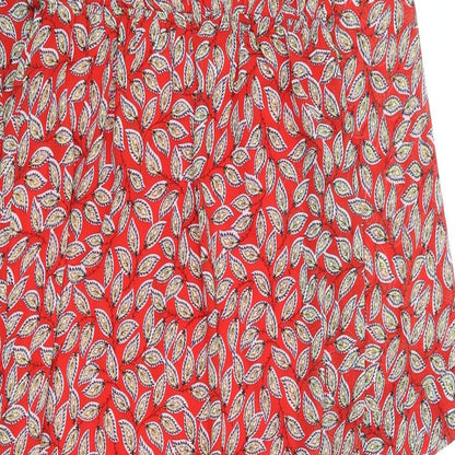Sheilay Womens Red Floral Polyester Fit & Flare Size S Round Neck Tie