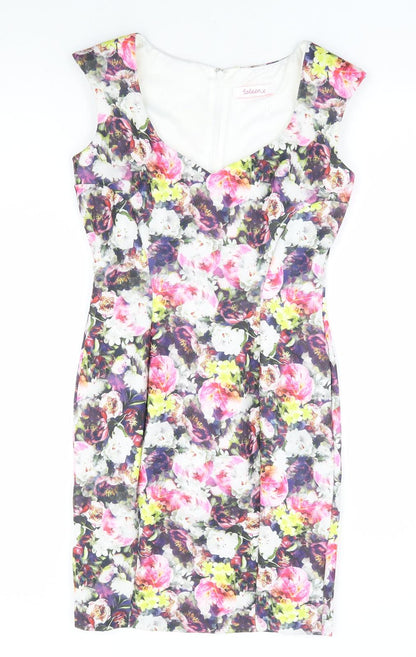 Coleen Womens Multicoloured Floral Polyester Pencil Dress Size 12 Sweetheart Zip