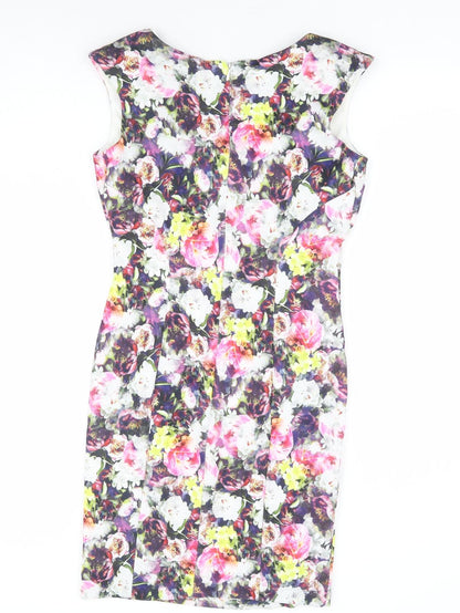Coleen Womens Multicoloured Floral Polyester Pencil Dress Size 12 Sweetheart Zip