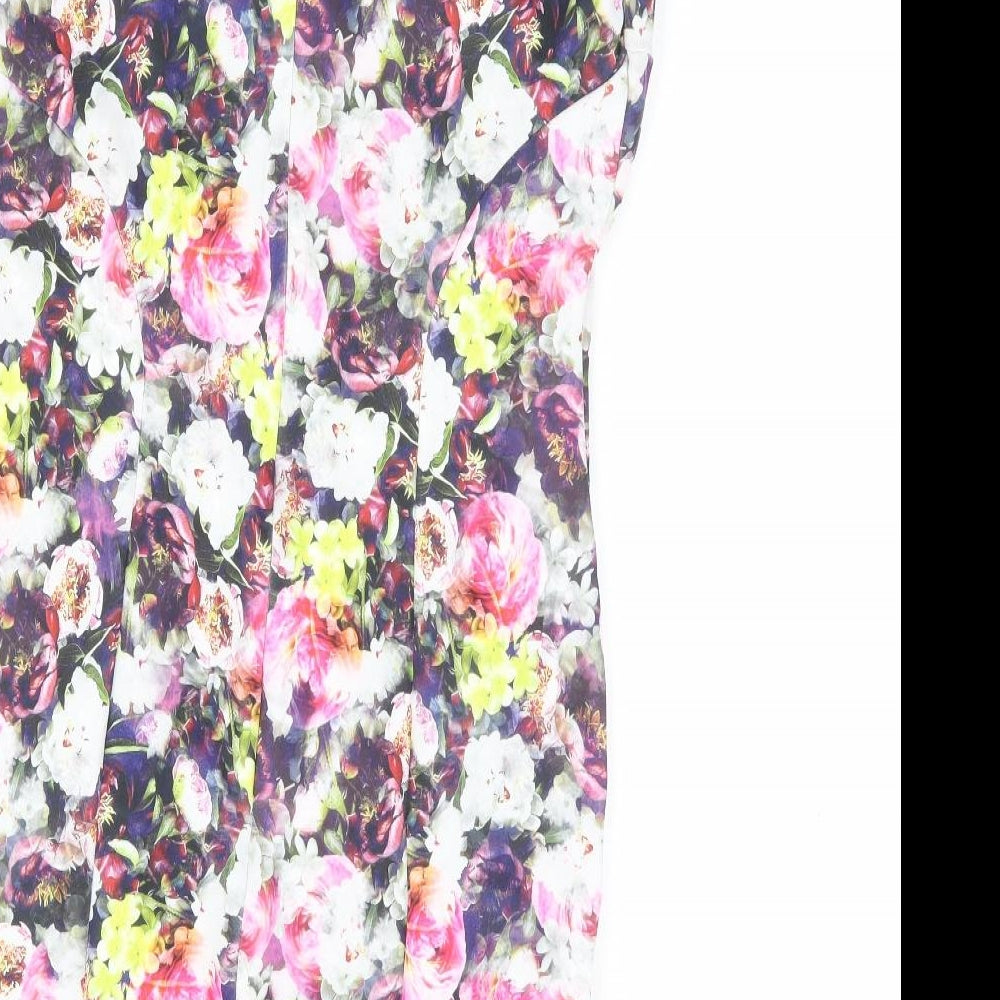 Coleen Womens Multicoloured Floral Polyester Pencil Dress Size 12 Sweetheart Zip