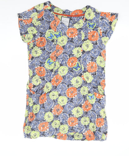 Mistral Womens Multicoloured Floral Viscose Shift Size 14 V-Neck Pullover - Butterfly