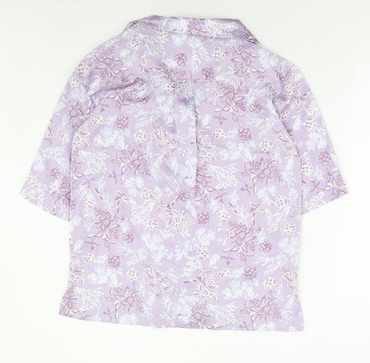 Womens UK Size S Zara Purple Basic Button-Up