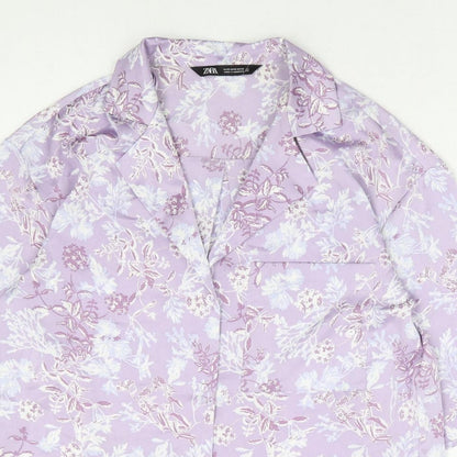 Womens UK Size S Zara Purple Basic Button-Up